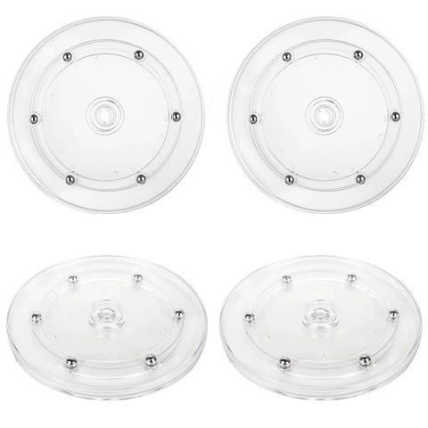 4 Pack 6 Inch Lazy Susan Turntables Set Acrylic With Ball Bearing Rotating Trays And Swivel Bases Clear Transparent