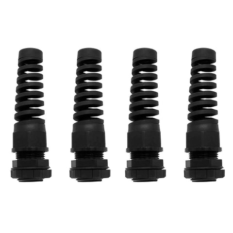 4 Pack NPT One Half Inch IP68 Waterproof Cable Glands For Seven To Twelve Millimeter Cables, nylon with spiral strain relief