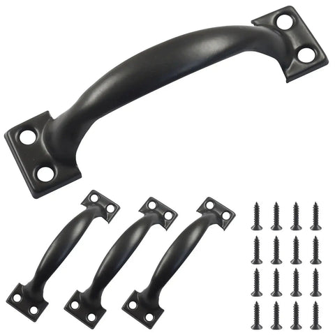 4 Pack 4 Inch Metal Door Handles Rustic Bow Pulls With Vintage Arched Design In Matte Black Iron Construction For Cabinets Drawers