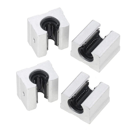 4 Pack SBR16UU Linear Ball Bearing Slide Blocks For SBR16 Rails 16mm Inner Diameter Aluminum Alloy Housing With Steel Bearings