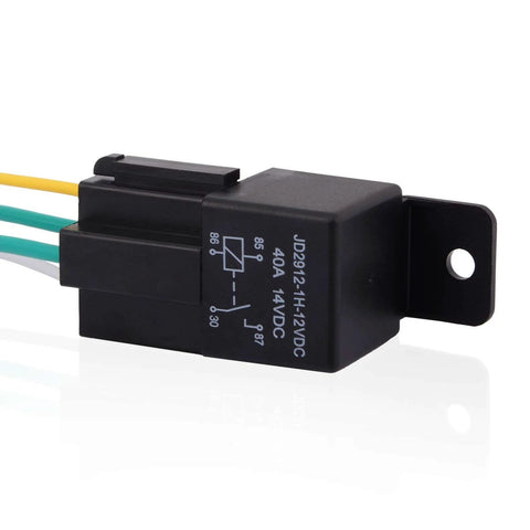 Heavy Duty 12V Car Relay 4 Pin SPST 40 Amp High Current Automotive Relay showing wiring and 14VDC rating