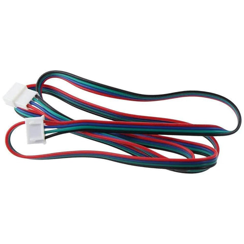 Multicolor stepper motor cables with connectors for 3D printers and CNC machines, emphasizing versatility and compatibility.