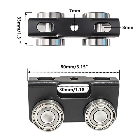 4 Wheel Trolley Assembly Rollers, Upgraded Load & Stable Roller Trolley for Electric Hoist with measurements, black steel 4 pack