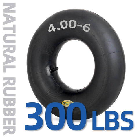 4.00-6 replacement inner tube, natural rubber, 300 lbs capacity, TR-13 valve stem, heavy duty for lawn mower and utility carts.
