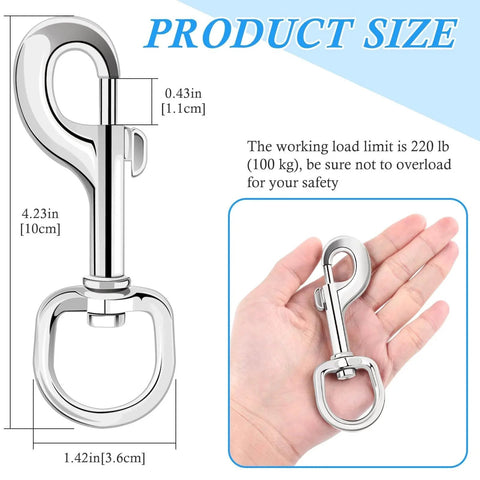 Extra Large 4.23 Inch Swivel Eye Bolt Snap Hooks With 220 Lbs Load Capacity Made From Zinc Alloy Heavy Duty Single Ended Flag Clips