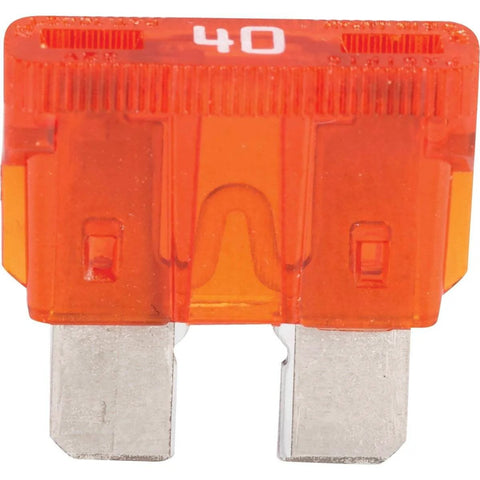 40 Amp ATC Blade Fuse Orange 5 Count Pack For Auto Electrical Wiring 32V DC Quick Acting Low Voltage Protection front view