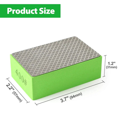 Close-up of 400 grit diamond hand polishing pad from Hand Polishing Pads Set Of 5 Grits 60 120 240 400 1000 For Tile And Glass, showing size dimensions.