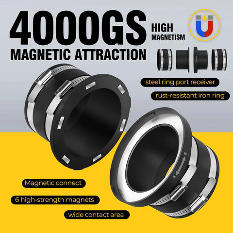 Joinerjetly 4-inch magnetic dust collection fittings with interlock, 3-pack starter kit for dust collectors and shop vacuums.