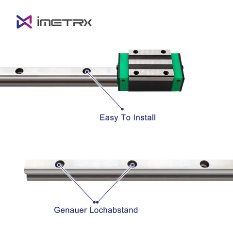 High Precision 400mm Linear Guide Rail Kit with HGH20CA Bearing Block highlighted for easy installation and precise hole spacing for CNC use.