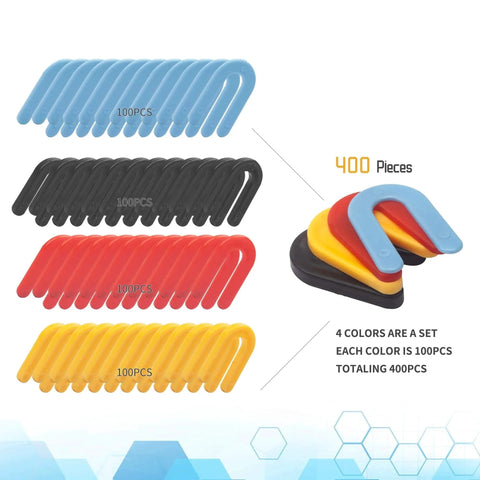 400 Pcs Horseshoe Shims Set For Tile Leveling U Shaped Spacers In Four Colors Blue Red Yellow Black Durable PP Plastic