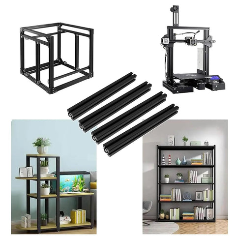 4Pack 4040 T Slot Aluminum Extrusion 400mm Black Extruded Aluminum Profile 40x40 T-Slotted Framing for 3D printers and shelving