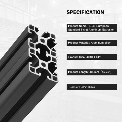 4Pack 4040 T Slot Aluminum Extrusion 400mm Black Extruded Aluminum Profile 40x40 T-Slotted Framing European Standard Anodized Linear Rail