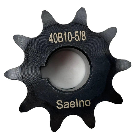 40 Tooth Roller Chain Sprocket Type B With Five Eighth Inch Bore for ANSI 40 Chain, Half Inch Pitch, Ten Teeth, Keyway, Blackened Finish
