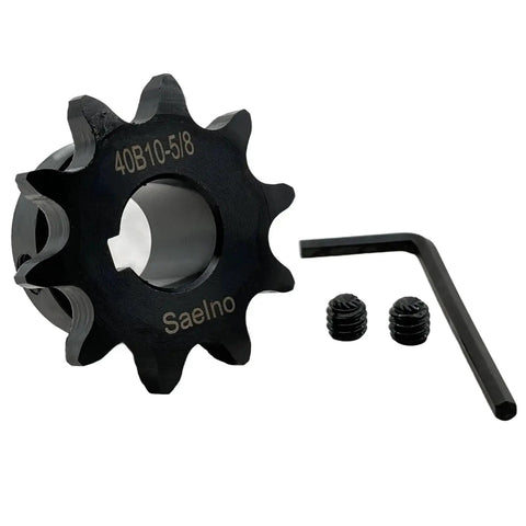 40 Tooth Roller Chain Sprocket Type B With Five Eighth Inch Bore For ANSI 40 Chain, Half Inch Pitch, Ten Teeth, Keyway, Setscrews