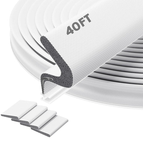 Pluden 40FT white door weather stripping roll with kerf mounting and four corner seal pieces
