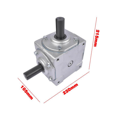 Side view of 40 HP Right Angle Bevel Gearbox with Crosshole & 1" Keyed Shaft 19455-SR-KW-PH-GR CW/CW 1:1 1800 Max RPM, showing dimensions.
