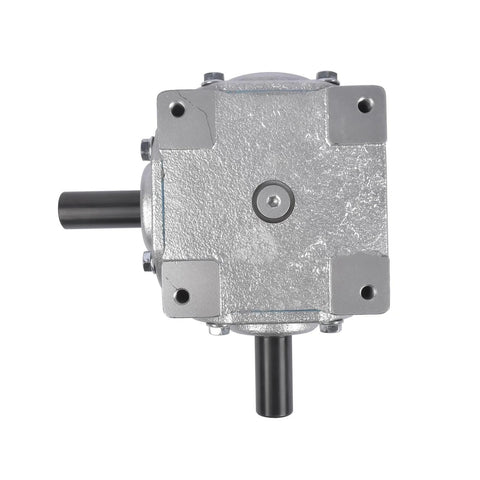 Top view of 40 HP Right Angle Bevel Gearbox with Crosshole & 1" Keyed Shaft 19455-SR-KW-PH-GR CW/CW 1:1, featuring square bolt pattern.