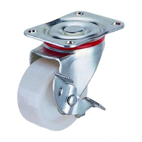 40mm Caster Wheel 44 pounds Swivel and Center Brake Plastic Top Plate - VXB Ball Bearings