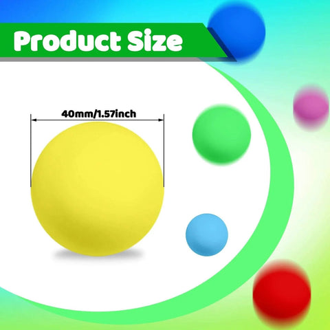 40mm colored plastic balls from 100 Pack Table Tennis Balls, Beer Balls Bulk, shown in various colors including yellow, green, blue, and red.