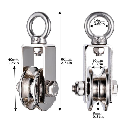 40mm Cable Pulley Wheel, Bearing Inside, Rope Pulley for Pulley System, Gym Equipment, Clothesline and DIY Projects 1Pack showing dimensions