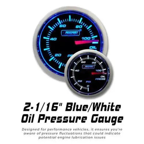 52mm Electric Oil Pressure Gauge With Blue And White LED Display And Sender Unit for performance cars and daily driving