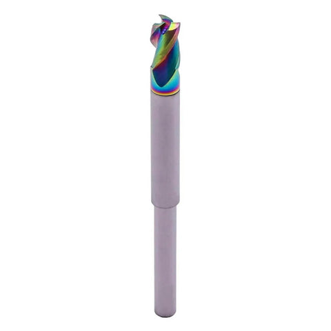 Two Pack DLC Coated Solid Carbide Square End Mills For Aluminum And Copper Five Sixteenth Inch Cutting Diameter Reduced Shank One Quarter Inch Three Flute Thirty Seven Degree Helix Half Inch Length Of Cut Three Quarters Inch Overall Length Router Milling