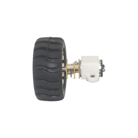 Side view of Dope DIY Toy Robot Motor Kit with 12V DC electric motor and plastic wheel set for mini robotic projects up to 3000 RPM