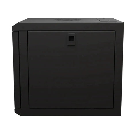 Front view of 6U 10 Inch Network Server Cabinet With Perforated Door In Black, Wall Mountable IT Rack, showing closed front panel.