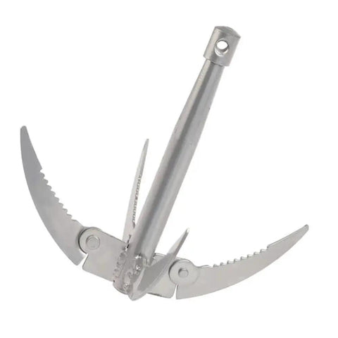 Folding Grappling Hook With 4 Sharp Prongs Aluminum Survival Anchor Tool displayed showing its compact design