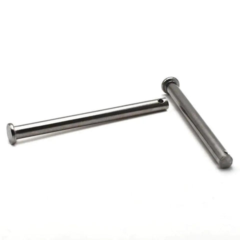 Heavy Duty 304 Stainless Steel Clevis Pins M8 X 100mm Single Hole Flat Head Pin For Hitch Pin Lock Systems, shown in 2 pack