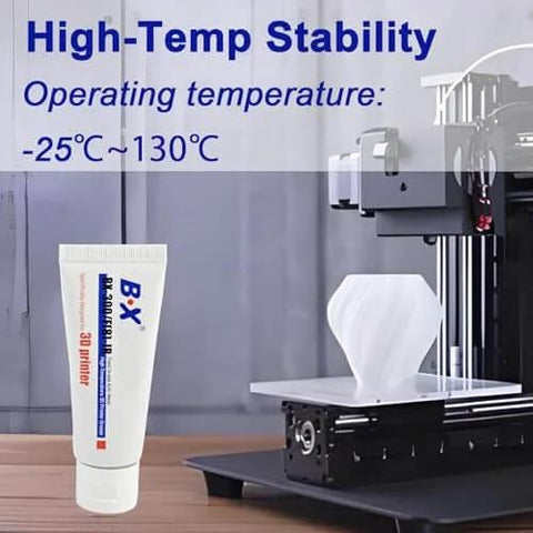 3D Printer Grease 1oz High Temperature Lubricant For Linear Rods Bearings Z Axis And Lead Screws shown with 3D printer