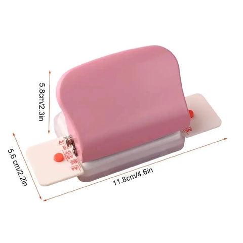 Six Hole Paper Punch For A4 A5 Notebooks Portable Metal Puncher 6mm Holes handles up to five sheets, side view with measurements