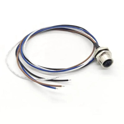 4 Pin A Code M12 Female Connector Cable With Straight Back Mount Waterproof Aviation Socket Unshielded PVC Lead IP67 Sensor