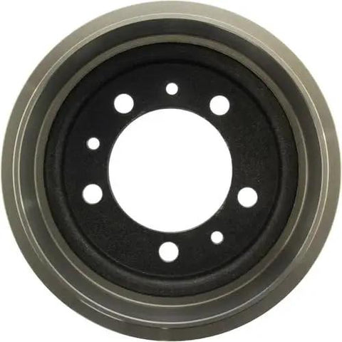 Brake drum, Centric C-Tek; gray outer drum with black inner hub and multiple mounting holes.
