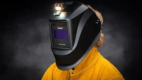 Helmet Mounted LED Welding Light Attachment for Inventor, Creator and Pillar Series Weld Helmets shown installed on helmet