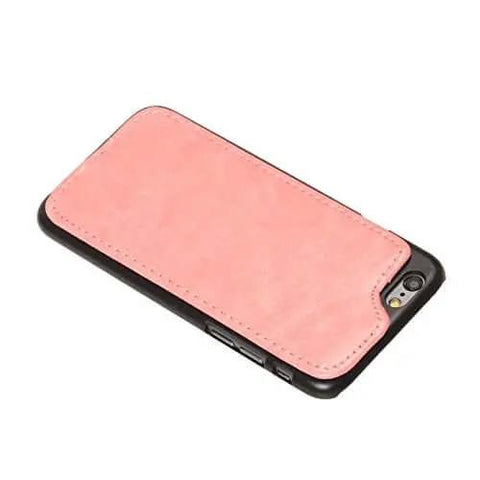 Pink leather phone case with black edges for smartphone protection