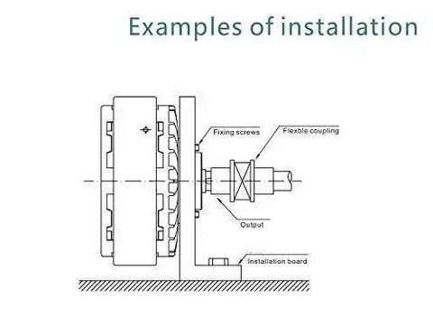 Installation schematic of High Torque Magnetic Powder Brake 25Nm PB-025 with 78mm center, 20mm single shaft, DC24V 1800RPM max