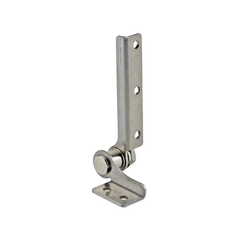 Damping torque hinge, 304 stainless steel with stop and flip lock; vertical mounting plate with three holes.