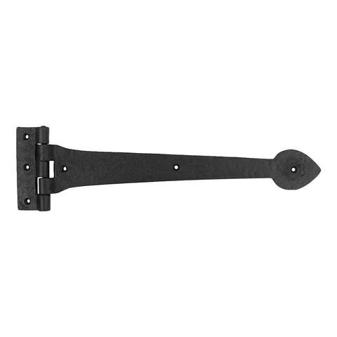 15 Inch Black Wrought Iron Strap Hinge With Spade Tip Heart Style For Doors And Gates Includes Mounting Hardware Pack Of 2 Rustproof Powder Coating