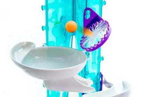 Thames and Kosmos Gumball Machine Maker toy with blue transparent track and white bowl