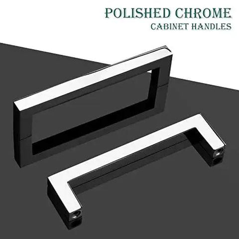 5 Pack Polished Chrome Cabinet Pulls Solid Zinc Alloy Drawer Pulls Square Bar Kitchen Cupboard Handles For 5 Inch Center Hole