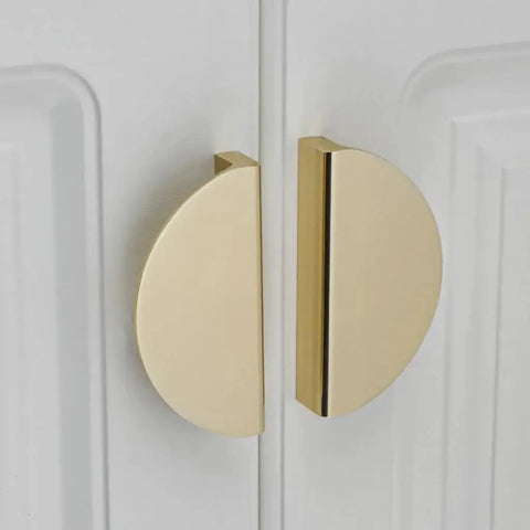 Half Moon Cabinet Pulls Four Pack Semicircle Drawer Handles With 2.52 Inch Hole Spacing And Elegant Gold Finish Edge Pulls for kitchen