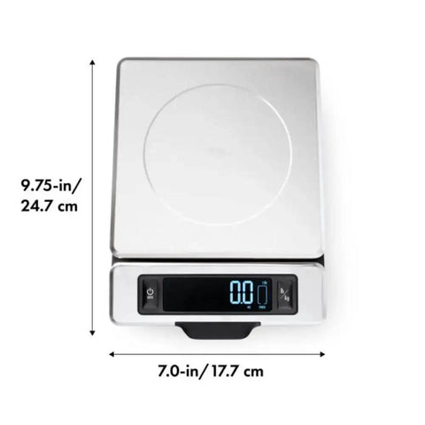 Stainless Steel Kitchen Scale With Pull Out Display, 11 Pound Capacity, No-Fuss Tare Function, Big Digital Readout, Removable Platform