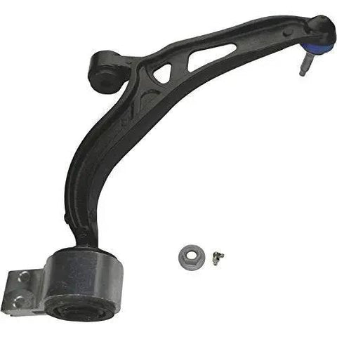 Front Left Lower Suspension Control Arm And Ball Joint Assembly For Ford Explorer And Police Interceptor Utility 2011 Through 2019 Go To Replacement Part With Easy Install And Solid Durability shown from side view with pre-installed ball joint.