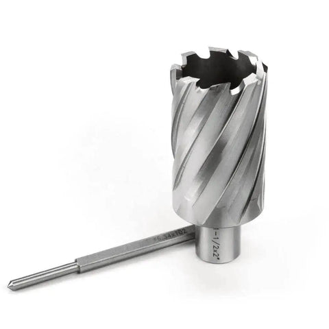 1-1/2 Inch Annular Cutter For Magnetic Drill Press With 2 Inch Cutting Depth And Three Quarter Inch Weldon Shank Two Flats Pilot Pin Pro Grade