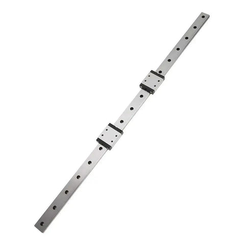 500mm By 18mm Miniature Linear Guide Rail With Two Sliding Blocks, top view, suitable for precision CNC and 3D printing applications.