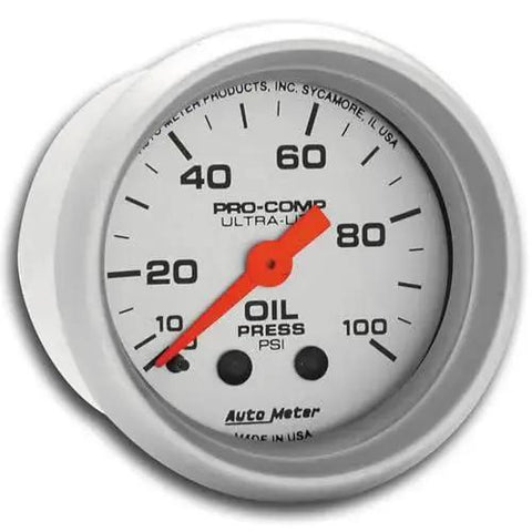 Ultra Lite Mechanical Oil Pressure Gauge 2.3125 Inch Regular With Incandescent Dial Lighting No Electrical System Required