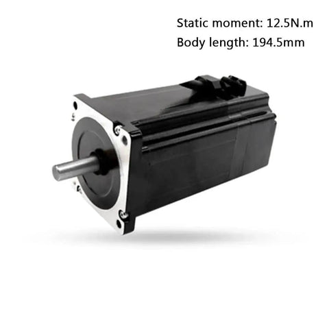 Angled front view of 86-flange CNC open-loop brake stepper motor with metal shaft