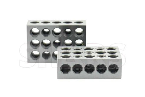 Ultra Precision 1-2-3 Blocks With Screw Set Matched Pair 0.0002 Inch Squareness On All Sides Precision Ground Steel