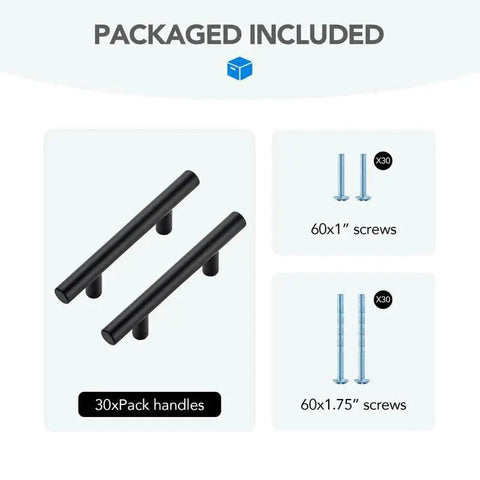 Stainless Steel Cabinet Handles With Three Inch Hole Spacing Drawer Pulls For Cabinets Dresser And Bathroom Rust Resistant Durable Set Of 30 High Quality Kitchen And Furniture Hardware, includes screws.